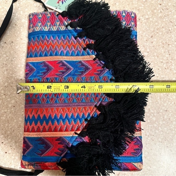 Ethnic Boho Crossbody Bag Handmade Embroidery Tassels Chic Vibrant Colorful NEW - Picture 12 of 16